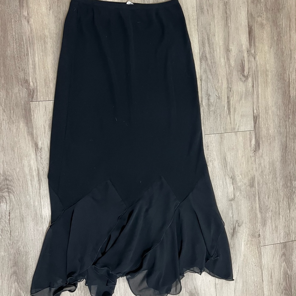 Vintage Whimsigoth Black Maxi Skirt with Ruffled Hem